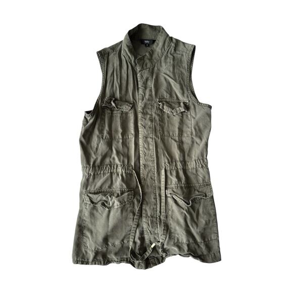 Massimo Utility Vest Women’s Small Army Green Button Front Cargo Pockets Y2K - Picture 2 of 7
